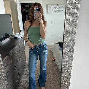 Flying Monkey Distressed Blue Flare Jeans